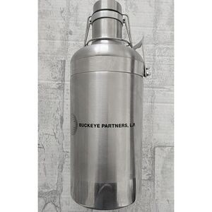 LEEDS Brushed Metal Vacuum 64oz Heavy Duty Beer Growler - Logo